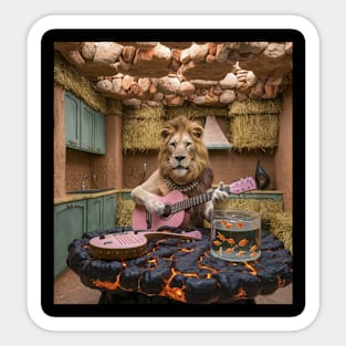 AI generated Lion playing guitar for goldfish Sticker